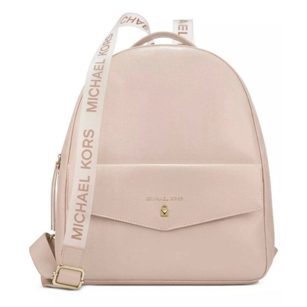 Michael Kors Pink Blush Leathee Backpack Nwot Clear Logo Straps